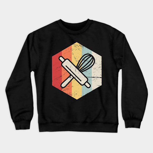 Retro Vintage Baking Supplies Icon Crewneck Sweatshirt by Wizardmode